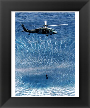 Framed US Navy Search and Rescue Diver Print