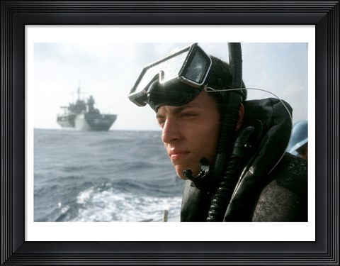 Framed US Navy Simmer Training Aboard Print