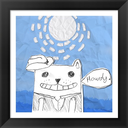 Framed Howdy Cat Print