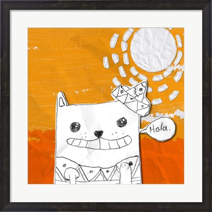 Framed Hola Cat Print