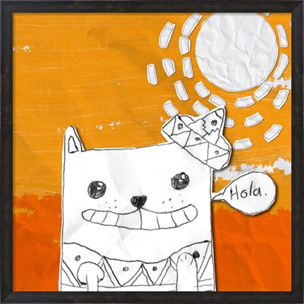 Framed Hola Cat Print