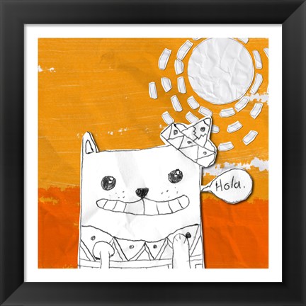 Framed Hola Cat Print