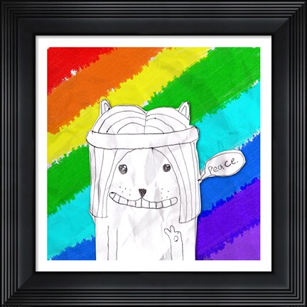 Framed Hippy Peace Cat Print