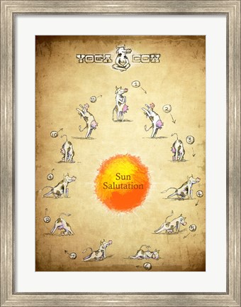 Framed Yoga Cow Sun Salutation Print