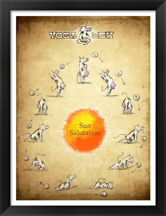 Framed Yoga Cow Sun Salutation Print