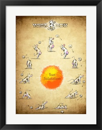 Framed Yoga Cow Sun Salutation Print