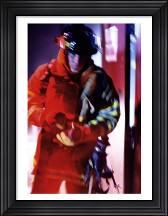 Framed Firefighter at work Print