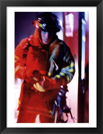 Framed Firefighter at work Print