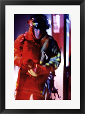 Framed Firefighter at work Print