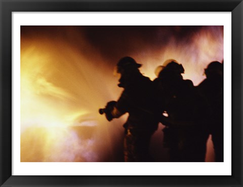 Framed Firefighters extinguishing a fire Print