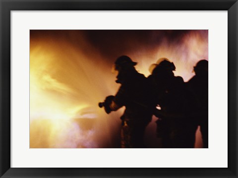 Framed Firefighters extinguishing a fire Print