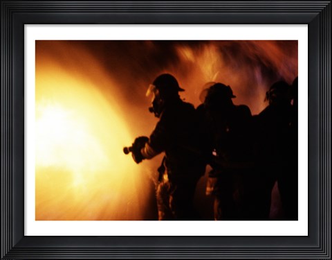 Framed Firefighters during a rescue operation Print
