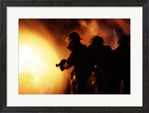 Framed Firefighters during a rescue operation Print