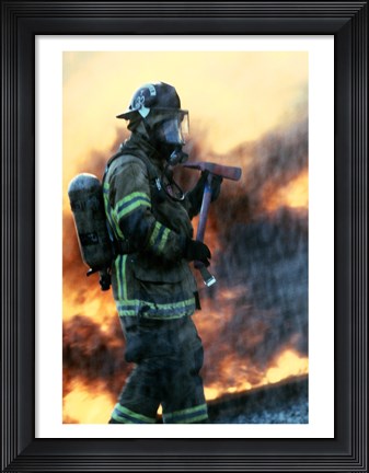 Framed Firefighter at a rescue operation Print