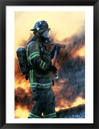 Framed Firefighter at a rescue operation Print