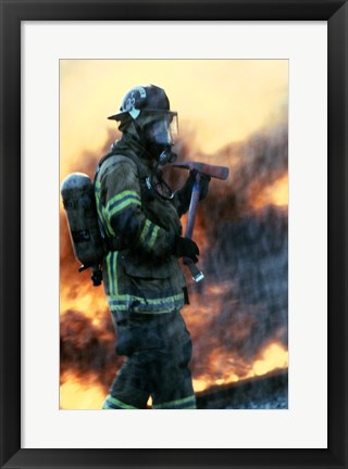 Framed Firefighter at a rescue operation Print
