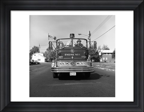 Framed Fire engine on road Print