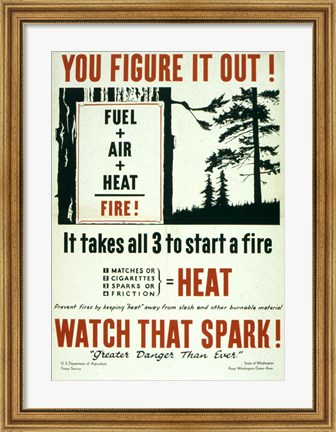 Framed You Figure it out, Fuel + Air + Heat = Fire Print