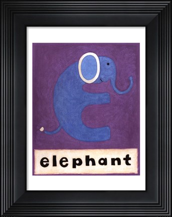 Framed E is for Elephant Print