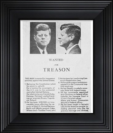 Framed JFK Wanted Dallas, 1963 Print
