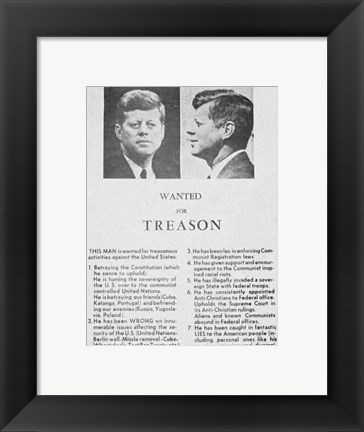 Framed JFK Wanted Dallas, 1963 Print