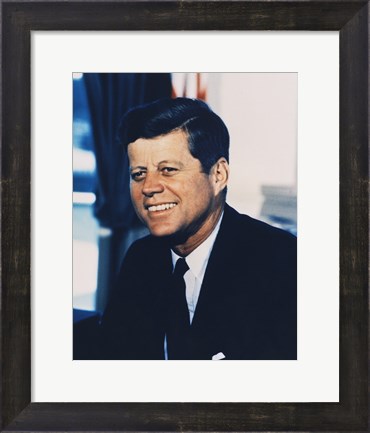 Framed John F. Kennedy, White House Color Photo Portrait Print