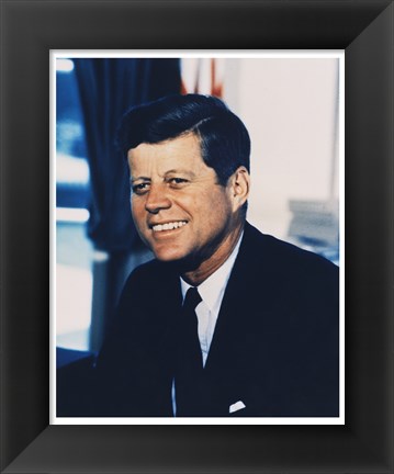 Framed John F. Kennedy, White House Color Photo Portrait Print