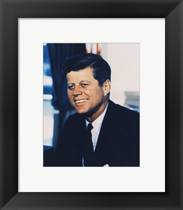 Framed John F. Kennedy, White House Color Photo Portrait Print