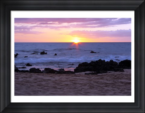 Framed Keawakapu Beach Sunset Long Exposure Print