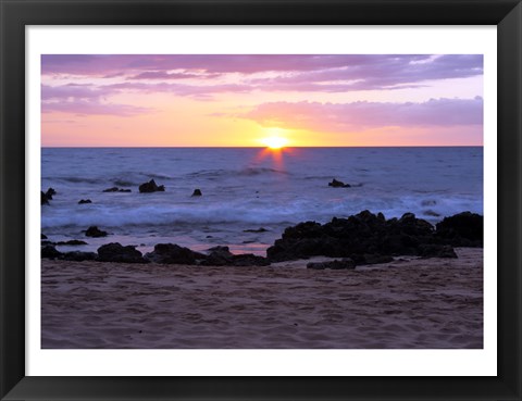 Framed Keawakapu Beach Sunset Long Exposure Print