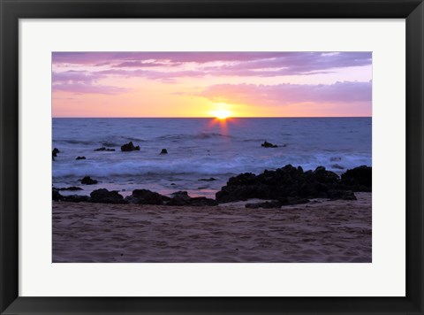 Framed Keawakapu Beach Sunset Long Exposure Print