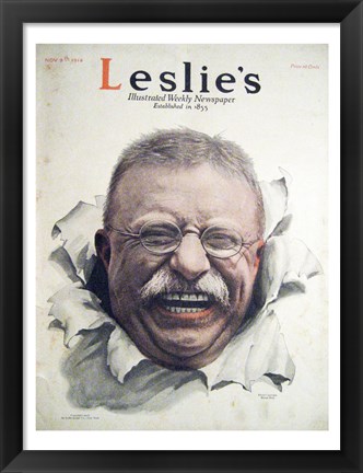 Framed Leslies Illustrated Weekly Newspaper Nov. 1916 Teddy Roosevelt Print