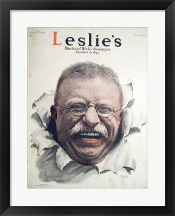 Framed Leslies Illustrated Weekly Newspaper Nov. 1916 Teddy Roosevelt Print