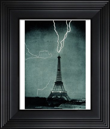 Framed Lightning Striking the Eiffel Tower Print