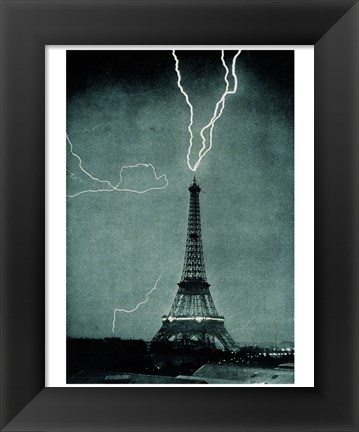 Framed Lightning Striking the Eiffel Tower Print