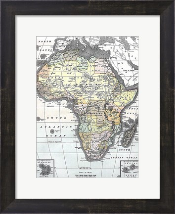 Framed Map of Africa from Encyclopaedia Britannica 1890 Print
