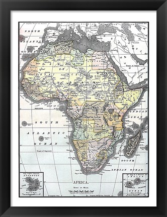 Framed Map of Africa from Encyclopaedia Britannica 1890 Print