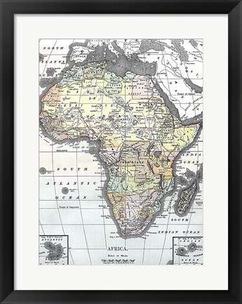 Framed Map of Africa from Encyclopaedia Britannica 1890 Print