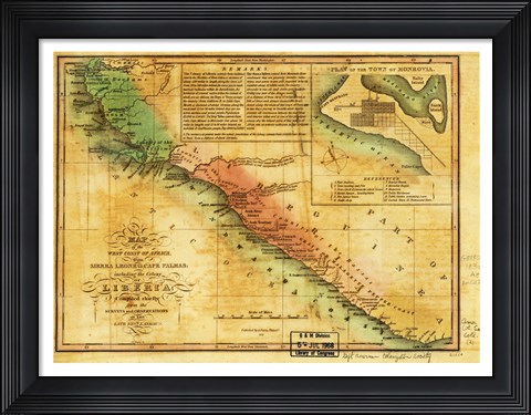 Framed Map of West Coast of Africa 1830 Print