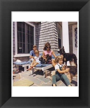 Framed Photograph of Kennedy Family with Dogs During a Weekend at Hyannisport Print