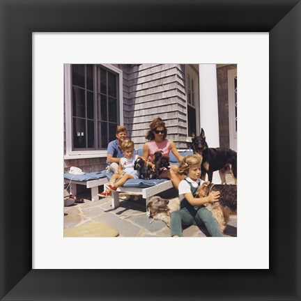 Framed Photograph of Kennedy Family with Dogs During a Weekend at Hyannisport Print