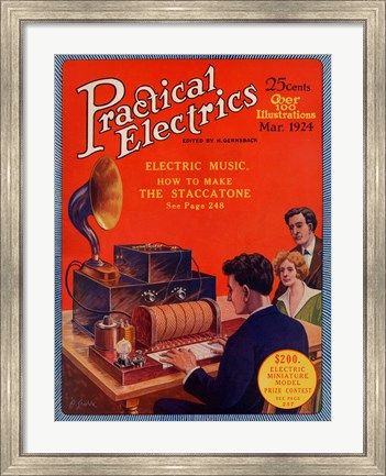 Framed Practical Electrics March 1924 Cover Print