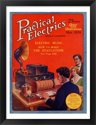 Framed Practical Electrics March 1924 Cover Print