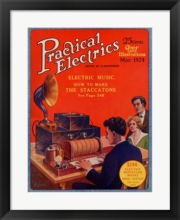 Framed Practical Electrics March 1924 Cover Print
