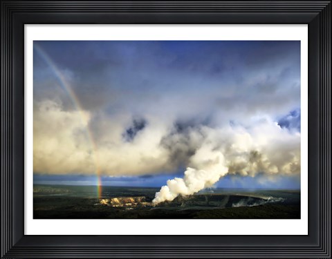 Framed Rainbow and Eruption of Halema`uma`u Vent at Kilauea Print