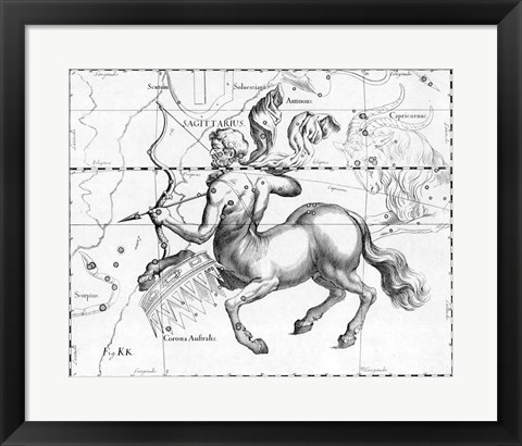 Framed Sagittarius Hevelius Print