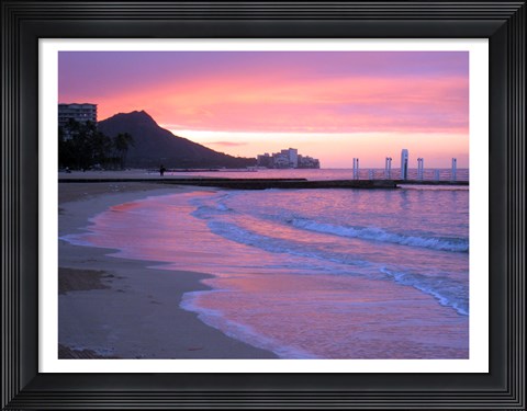 Framed Waikiki Beach Sunset Print