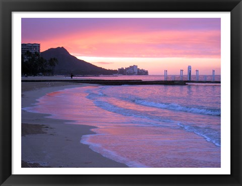 Framed Waikiki Beach Sunset Print