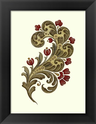 Framed Jacobean Leaf II Print