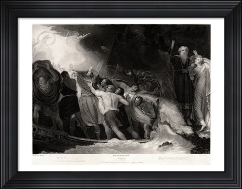 Framed George Romney - William Shakespeare - The Tempest Act I, Scene 1 Print